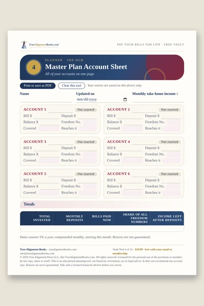 Master Plan Account Sheet page preview